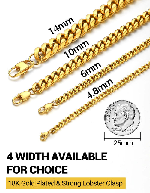 Load image into Gallery viewer, Cuban Link 10MM Wide 18K Gold Chain Bracelets Punk Mens Women Jewelry Gift, 19&quot; Length
