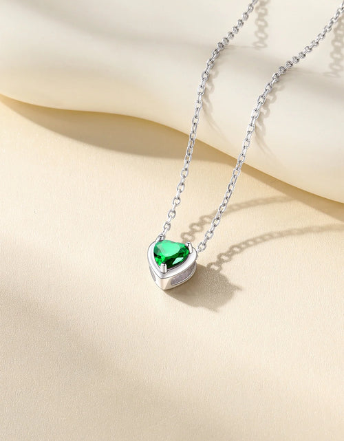 Load image into Gallery viewer, Women 925 Sterling Silver Birthstone Love Heart Necklace, Birthday Valentines Gift
