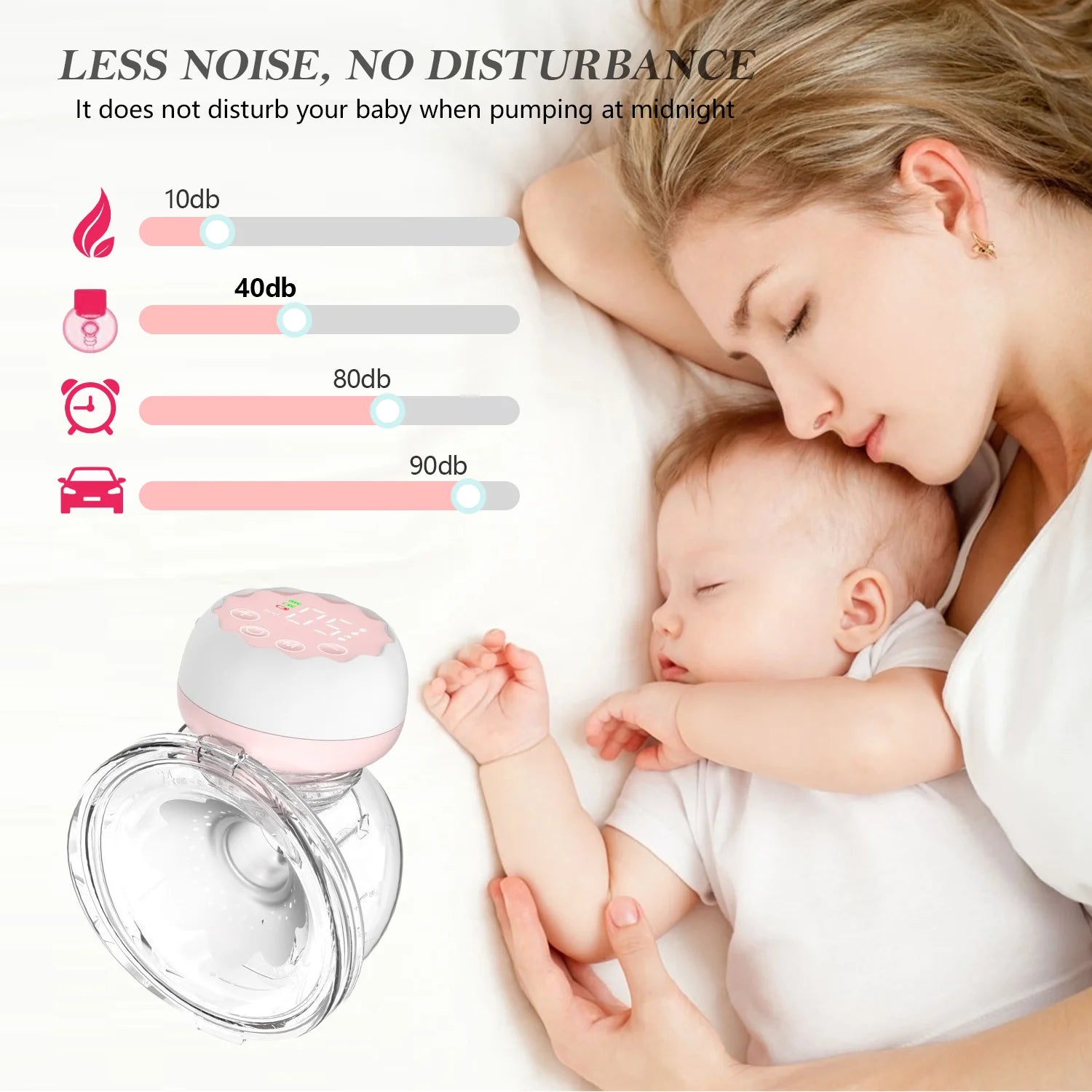 Electric Breast Pump,  Wearable Breast Pump, Hands-Free Breast Pumps with 3 Modes, 9 Levels, Pink