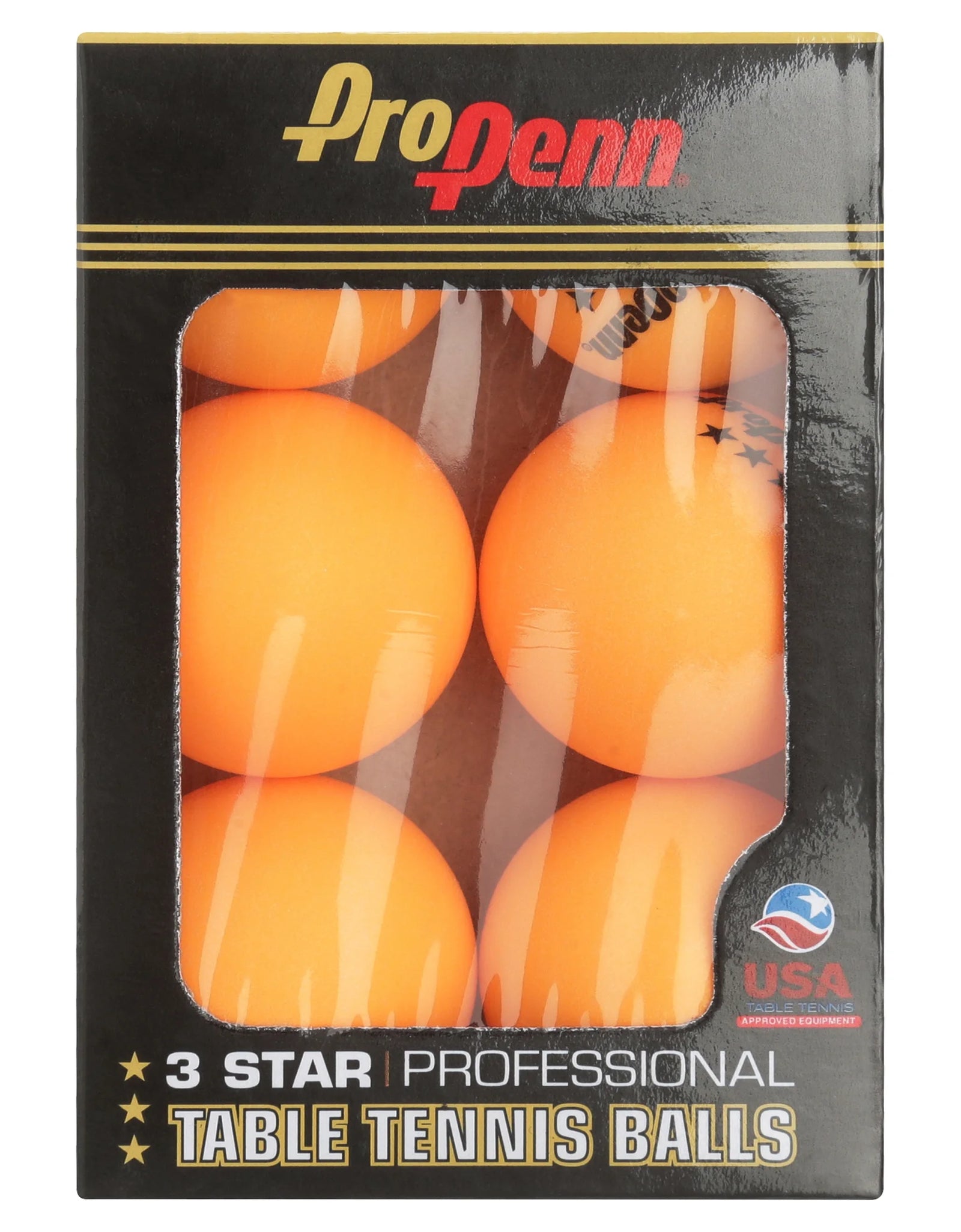 Pro Tournament 3-Star Table Tennis Balls, 40 Mm, Orange, 6 Count