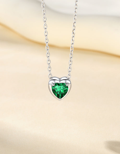 Load image into Gallery viewer, Women 925 Sterling Silver Birthstone Love Heart Necklace, Birthday Valentines Gift
