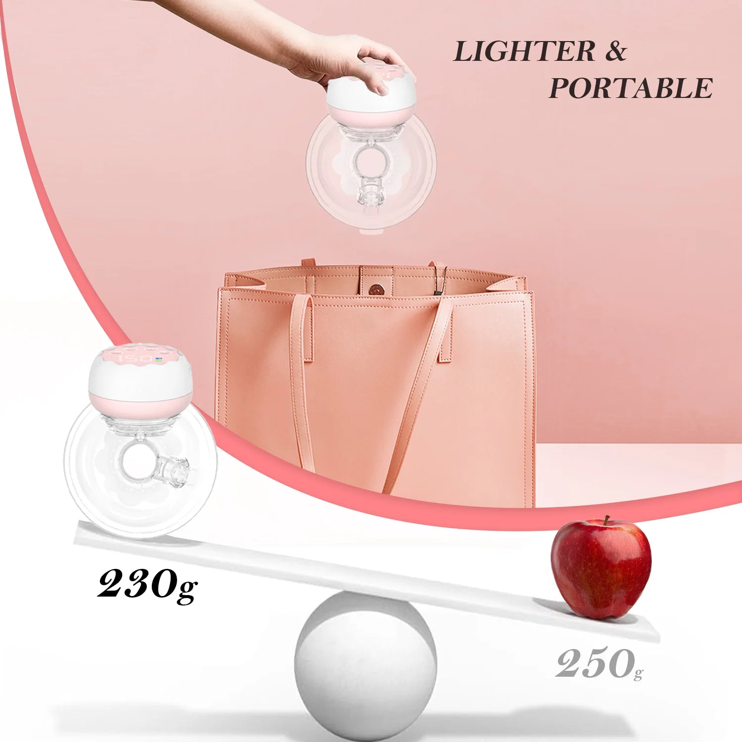 Electric Breast Pump,  Wearable Breast Pump, Hands-Free Breast Pumps with 3 Modes, 9 Levels, Pink