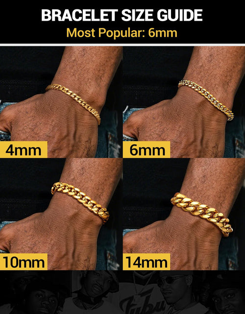 Load image into Gallery viewer, Cuban Link 10MM Wide 18K Gold Chain Bracelets Punk Mens Women Jewelry Gift, 19&quot; Length
