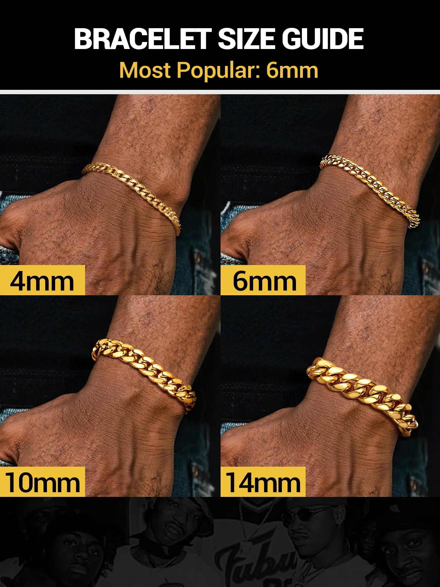 Cuban Link 10MM Wide 18K Gold Chain Bracelets Punk Mens Women Jewelry Gift, 19" Length