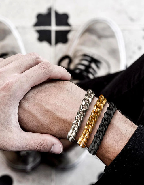 Load image into Gallery viewer, Cuban Link 10MM Wide 18K Gold Chain Bracelets Punk Mens Women Jewelry Gift, 19&quot; Length
