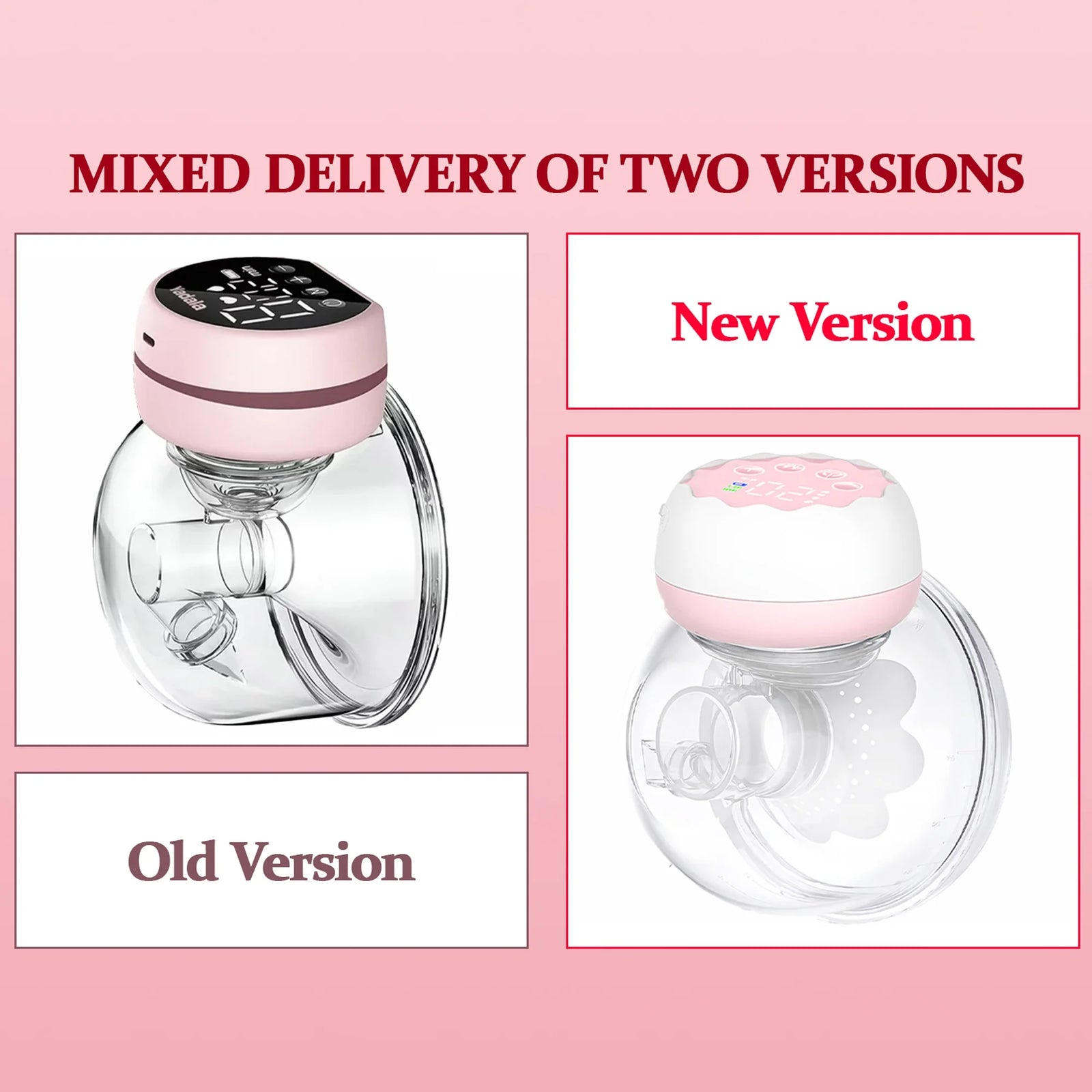Electric Breast Pump,  Wearable Breast Pump, Hands-Free Breast Pumps with 3 Modes, 9 Levels, Pink