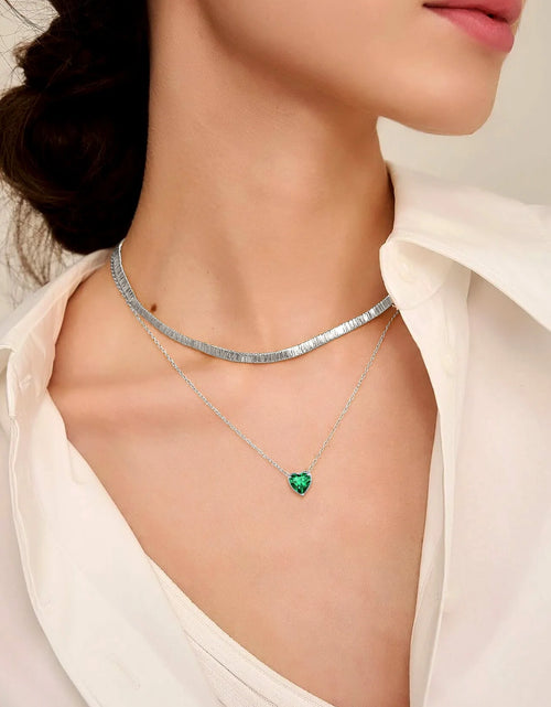 Load image into Gallery viewer, Women 925 Sterling Silver Birthstone Love Heart Necklace, Birthday Valentines Gift
