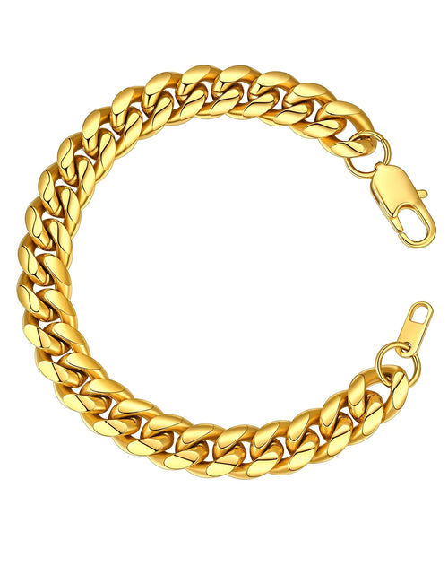 Load image into Gallery viewer, Cuban Link 10MM Wide 18K Gold Chain Bracelets Punk Mens Women Jewelry Gift, 19&quot; Length
