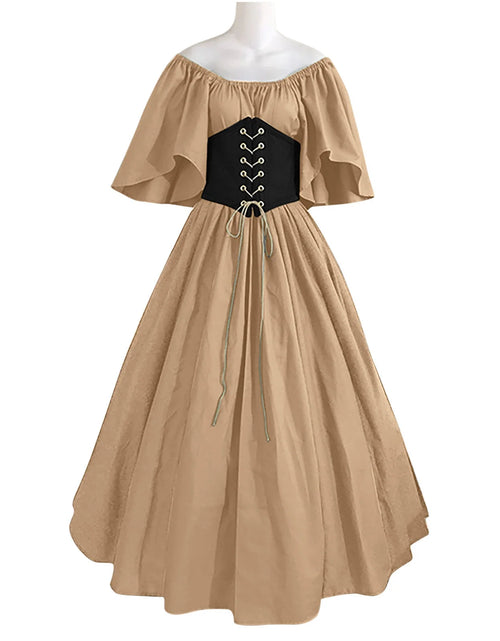 Load image into Gallery viewer, Womens Renaissance Faire Dresses Medieval Irish Traditional plus Size Dresses Ruffle over Dress Corset Retro Cosplay Gown
