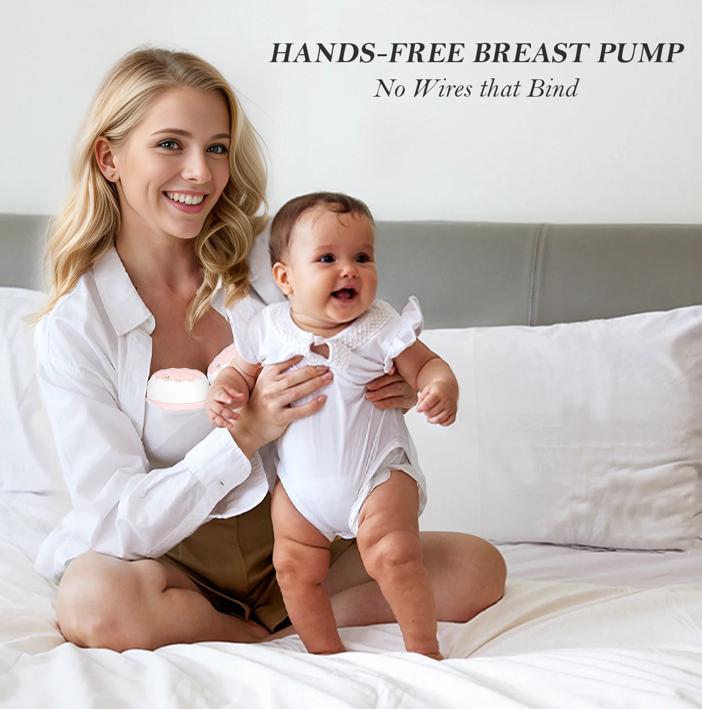 Electric Breast Pump,  Wearable Breast Pump, Hands-Free Breast Pumps with 3 Modes, 9 Levels, Pink